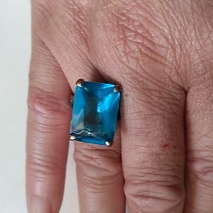 Vintage Blue Emerald Cut Ring